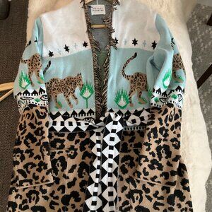 Hayley Menzies of London Turquiose Cheetah Cardigan with Belt